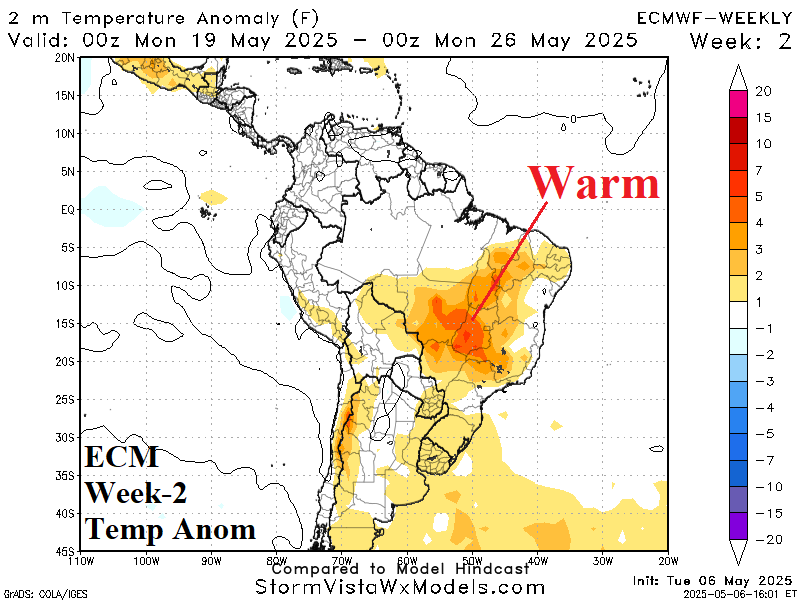 A map of the south america with a temperature AI-generated content may be incorrect.