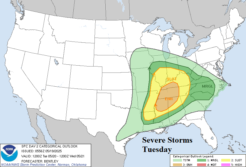 A map of the united states with a map of severe storms AI-generated content may be incorrect.