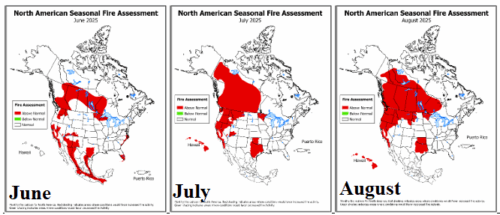 A map of the north american fire assessment AI-generated content may be incorrect.