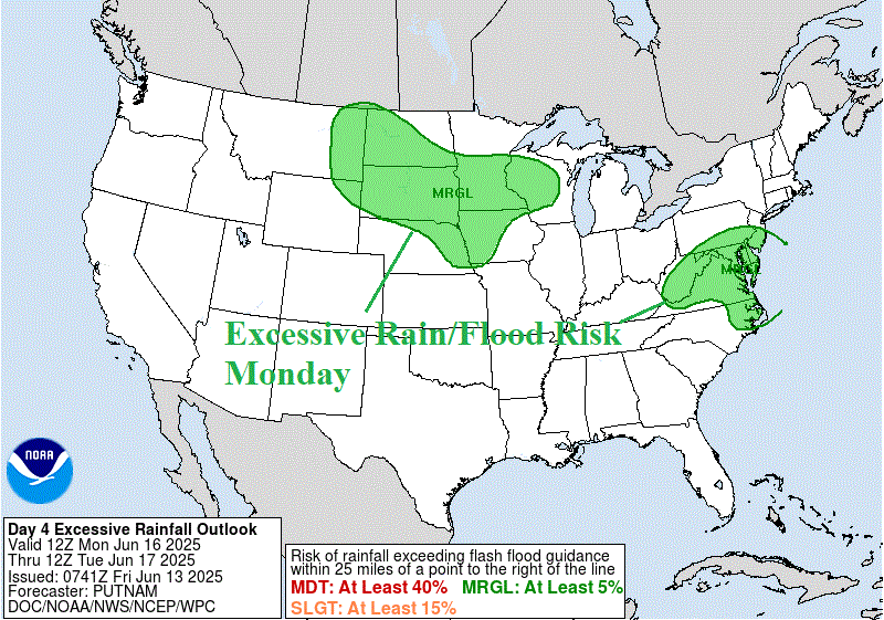 A map of the united states with green and white weather forecast AI-generated content may be incorrect.