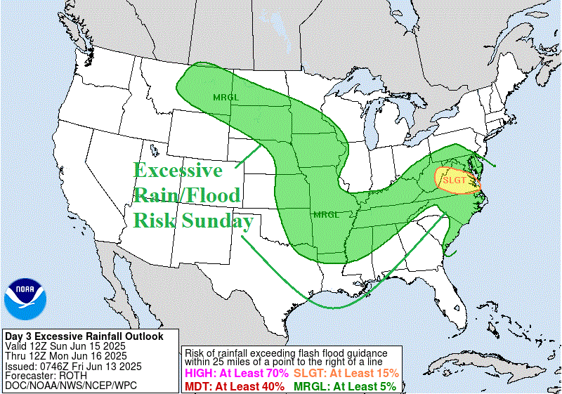 A map of the united states with green and yellow weather forecast AI-generated content may be incorrect.