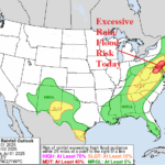 A map of the united states with rain and flood warning AI-generated content may be incorrect.