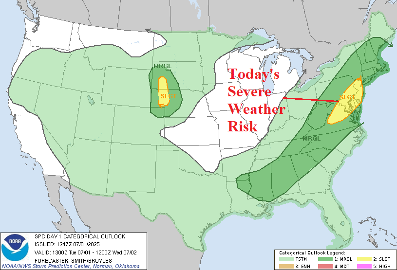 A map of the united states with weather warning AI-generated content may be incorrect.