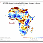 A map of africa with different colors of soil moisture AI-generated content may be incorrect.