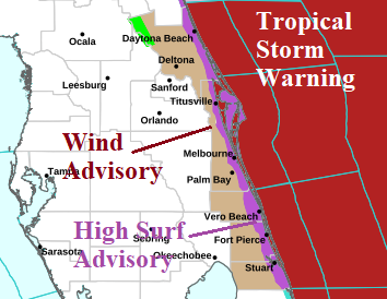 A map of a tropical storm warning AI-generated content may be incorrect.