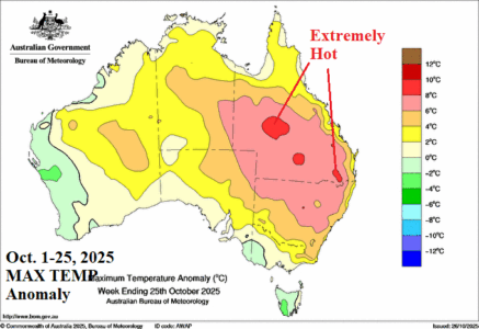 A map of australia with a temperature chart AI-generated content may be incorrect.