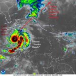 A satellite image of a hurricane AI-generated content may be incorrect.