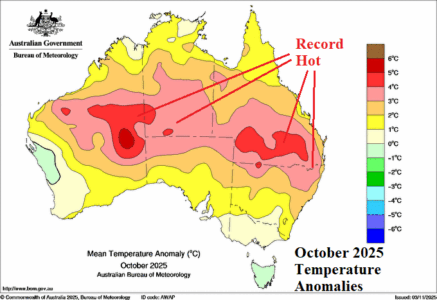 A map of australia showing hot temperature AI-generated content may be incorrect.