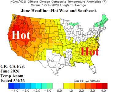 Updated Summer 2026 Outlook: Hot Northwest/West and Gulf States; Wet ...